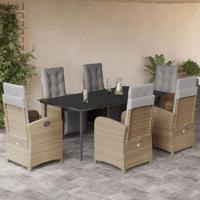 7-delige Tuinset met kussens poly rattan beige - thumbnail