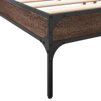 Bedframe bewerkt hout metaal bruin eikenkleur 200x200 cm - thumbnail