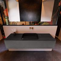 Badkamermeubelset Mondiaz Erin 150 cm met 1 Lade met RIDGE Wastafel Midden Urban Zonder Kraangaten Greeploos Mat Dark Grey - thumbnail