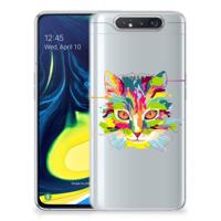 Samsung Galaxy A80 Telefoonhoesje met Naam Cat Color - thumbnail