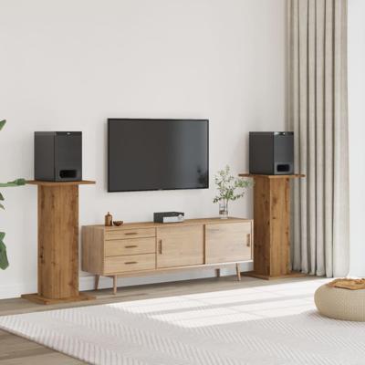 Speakerstandaards 2 st 30x30x95 cm hout artisanaal eikenkleurig