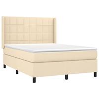 Boxspring met matras stof crèmekleurig 140x190 cm - thumbnail