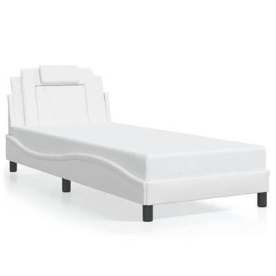 Bedframe met LED-verlichting kunstleer wit 80x200 cm