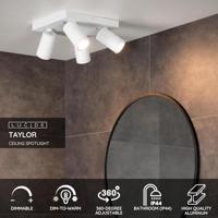 Lucide TAYLOR - Plafondspot Badkamer - LED Dim to warm - GU10 - 4x5W 2200K/3000K - IP44 - Wit - thumbnail