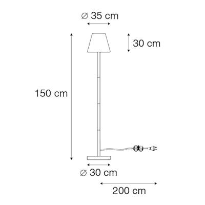 QAZQA Buiten vloerlamp zwart met witte kap 35 cm IP65 - Virginia