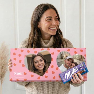 Mega chocoladereep met naam en foto bedrukken - Milka - 6 repen Mega chocoladereep met naam en foto bedrukken - Milka - 6 repen