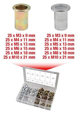 KS Tools 970.0630 Assortiment draadeinden, staal en aluminium, M3x9mm-M10x21mm, 300-delig