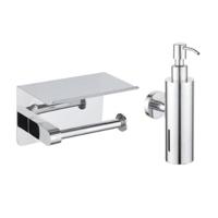 Fortifura Calvi toilet accessoireset - zeepdispenser - toiletrolhouder - met plateau - chroom SW1183056/SW1111566 - thumbnail