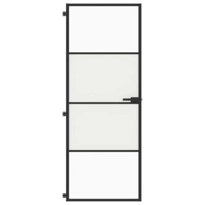 VidaXL Binnendeur smal 76x201,5 cm gehard glas en aluminium zwart