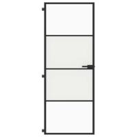 VidaXL Binnendeur smal 76x201,5 cm gehard glas en aluminium zwart - thumbnail