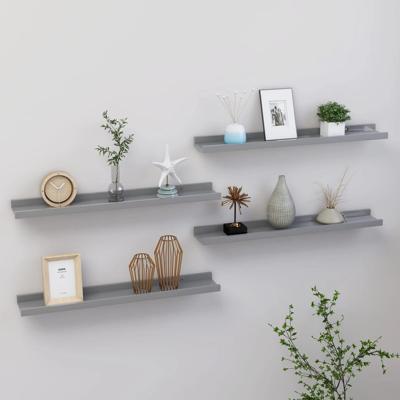 VidaXL Wandschappen 4 st 60x9x3 cm grijs VidaXL Wandschappen 4 st 60x9x3 cm grijs