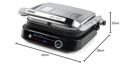 DOMO Genius Contactgrill Elektrisch Anti-aanbaklaag, Met display RVS, Zwart