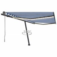 Luifel automatisch met LED en windsensor 450x300 cm blauw wit - thumbnail