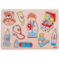 Goki houten noppenpuzzel - bij de dokter - thumbnail