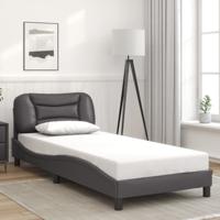 Bedframe zonder matras "Hvar" kunstleer grijs 80x200 cm - thumbnail