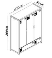 Vipack 3-deurs kledingkast Alex - bruin - 200x147,4x55 cm - thumbnail