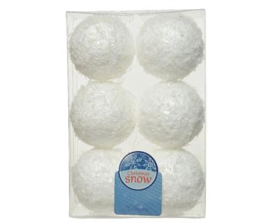 Snowbal foam d6 cm wit glitter 6 stuks KSD - Ksd
