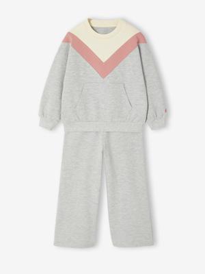 Meisjesset met broek en trui gemêleerd grijs