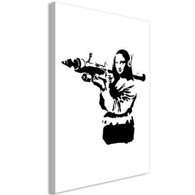 Schilderij - Banksy Mona Lisa with Rocket Launcher (1 Part) Vertical