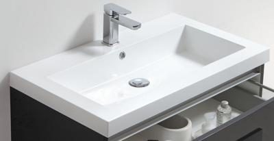 Wastafel Sanilux Trendline 80x47x5 cm Mineraalmarmer 1 Kraangat Wit