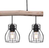 Globo HanglampMina zwart met hout 3-lichts - 15326-3N - thumbnail