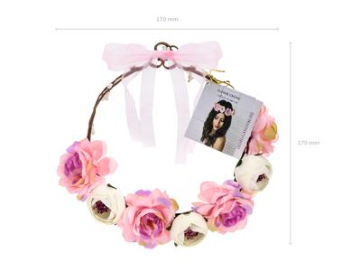 PartyDeco Slinger met bloemen in roze en wit, hoofdband met bloemen, slinger voor festivals, decoratie, boho, rustieke haaraccessoires voor dames, nachtfeest, bruiloft
