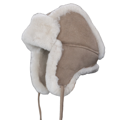 Schapenvacht baby & kinder muts - Taupe