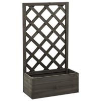 VidaXL Latwerkplantenbak 50x25x90 cm massief vurenhout grijs - thumbnail