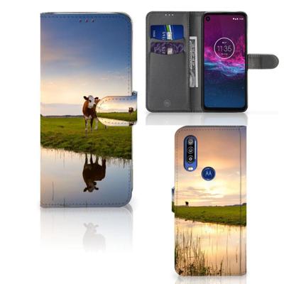 Motorola One Action | Telefoonhoesje | Met pasjeshouder | Koe