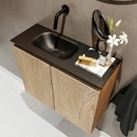 MONDIAZ TURE 60cm toiletmeubel washed oak. EDEN wastafel urban links geen kraangat - thumbnail