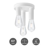 Moderne LED Plafondlamp Marna - Wit - Rond - 19/19/16.5cm - geschikt voor E27 fitting - 3 lichts Plafondlamp gemaakt van metaal - thumbnail