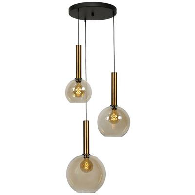 Masterlight Zwarte hanglampBella 3-lichts met goud - 2982-05-10-35-3-111