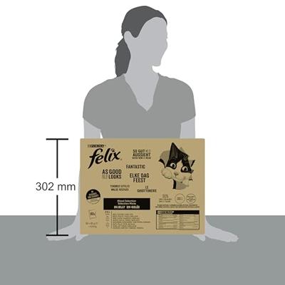 Felix Elke Dag Feest Mix Selectie met tonijn, kabeljauw, rund, kip in gelei natvoer kat 1 doos (80 stuks) - thumbnail
