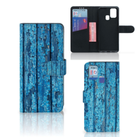 Samsung Galaxy M31 Book Style Case Wood Blue - thumbnail