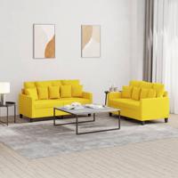 2-delige Loungeset met kussens stof lichtgeel - thumbnail