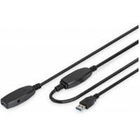 Digitus DA-73107 USB-kabel USB 3.2 Gen1 USB-A stekker, USB-A bus 20.00 m Zwart Afgeschermd, Afgeschermd (dubbel) - thumbnail