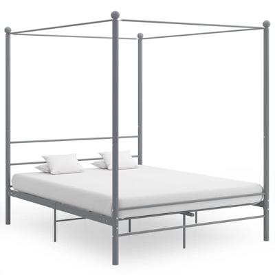 Hemelbedframe metaal grijs 160x200 cm Hemelbedframe metaal grijs 160x200 cm