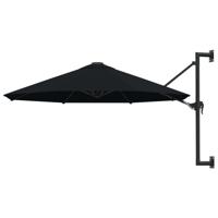 Wandparasol met metalen paal 300 cm zwart - thumbnail