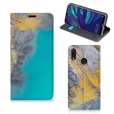 Huawei Y7 hoesje Y7 Pro (2019) | Standcase | Marble Blue Gold