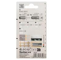 Fischer 084334 N 6 x 60/30 S K NV Spijkerplug 60 mm 6 mm 1 set(s) - thumbnail