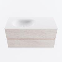 MONDIAZ VICA 100cm badmeubel onderkast Underlayment 2 lades. Wastafel MOON links 1 kraangat, kleur Talc. - thumbnail