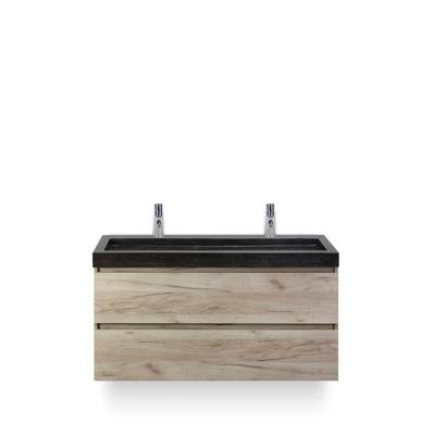 Maxx XL Badmeubelset 120 cm - Craft Oak - Wastafel Lucca Enkel 2 kraangaten