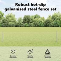 VidaXL Hek met paal zilver 0,4 x 25 m staal - thumbnail