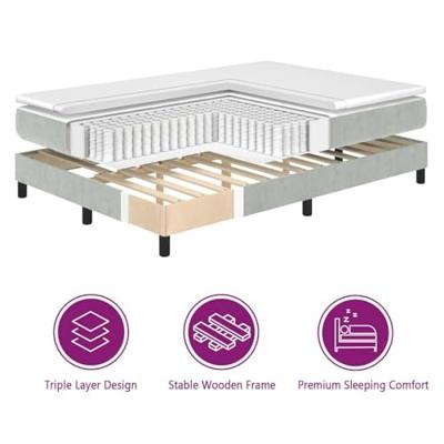 Boxspringbed met matras Lichtgrijs 200 x 160 cm Polyester