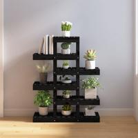VidaXL Plantenstandaard 85x25x109,5 cm massief grenenhout zwart - thumbnail