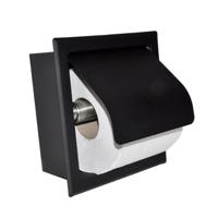 Inbouw Toiletrolhouder Wiesbaden Sunk met Klep Mat Zwart - thumbnail
