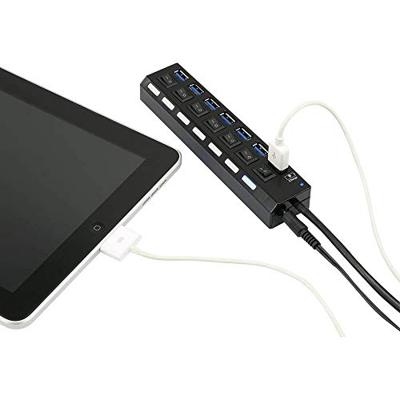 Renkforce USB 3.2 Gen 1-hub 7 poorten Individueel schakelbaar, Met status-LEDs, Met iPad-laadpoort Zwart - thumbnail