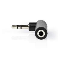 Stereo-Audioadapter - 3,5 mm Male - 3,5 mm Female - Vernikkeld - 90° Gehoekt - Metaal - Zwart - 10 Stuks - Polybag - thumbnail