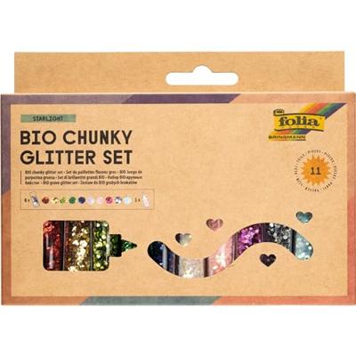 Set van 10 Chunky BIO Glitter FOLIA met lijm meerkleurig Set van 10 Chunky BIO Glitter FOLIA met lijm meerkleurig