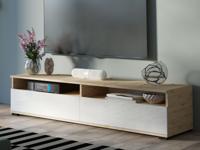 Tv-meubel CLIFFA 2 klapdeuren hoogglans wit/artisan eik - thumbnail